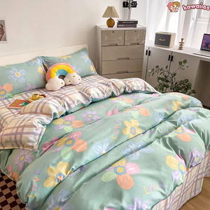 Cartoon Floral Pink Purple Green Bedding Set Collection-Enchanted peach