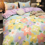 Cartoon Floral Pink Purple Green Bedding Set Collection-Enchanted peach