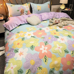 Cartoon Floral Pink Purple Green Bedding Set Collection-Enchanted peach