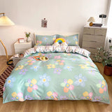 Cartoon Floral Pink Purple Green Bedding Set Collection-Enchanted peach