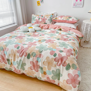 Cartoon Floral Pink Purple Green Bedding Set Collection-Enchanted peach