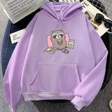 Cartoon Raccoon Bubble Tea Unisex Hoodie-Enchanted peach