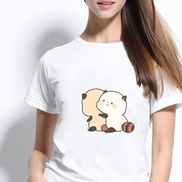 Cartoon Red Panda Collection 1 Women's Part Cotton Tee-Enchanted peach