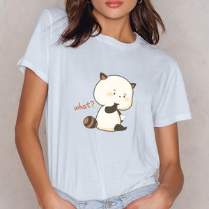 Cartoon Red Panda Collection 1 Women's Part Cotton Tee-Enchanted peach