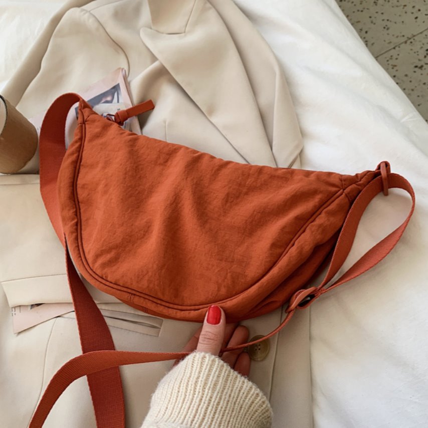 Casual Nylon Hobo Crossbody Bag-Enchanted peach