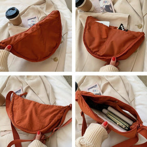 Casual Nylon Hobo Crossbody Bag-Enchanted peach