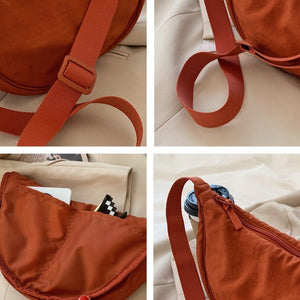 Casual Nylon Hobo Crossbody Bag-Enchanted peach