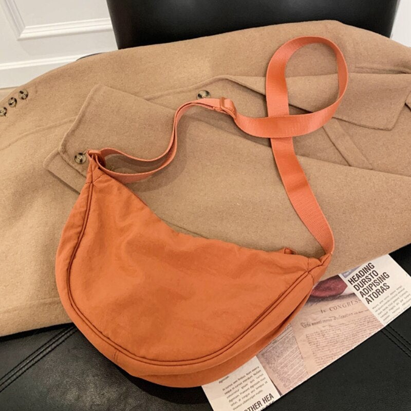 Casual Nylon Hobo Crossbody Bag-Enchanted peach