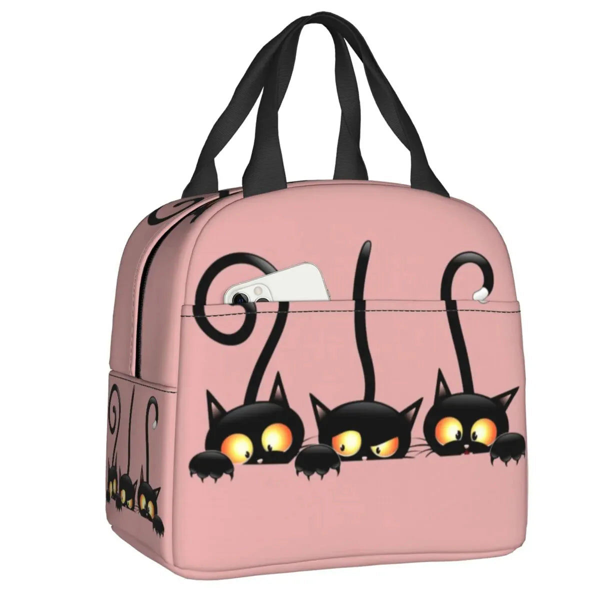 Cat Illustration Halloween Themed Lunch Bags-Enchanted peach