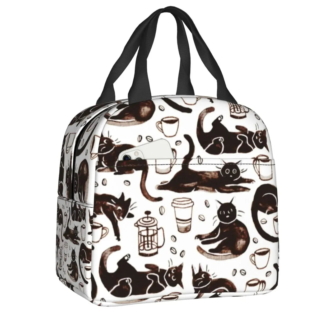 Cat Illustration Halloween Themed Lunch Bags-Enchanted peach