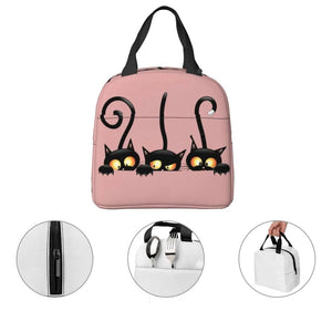 Cat Illustration Halloween Themed Lunch Bags-Enchanted peach