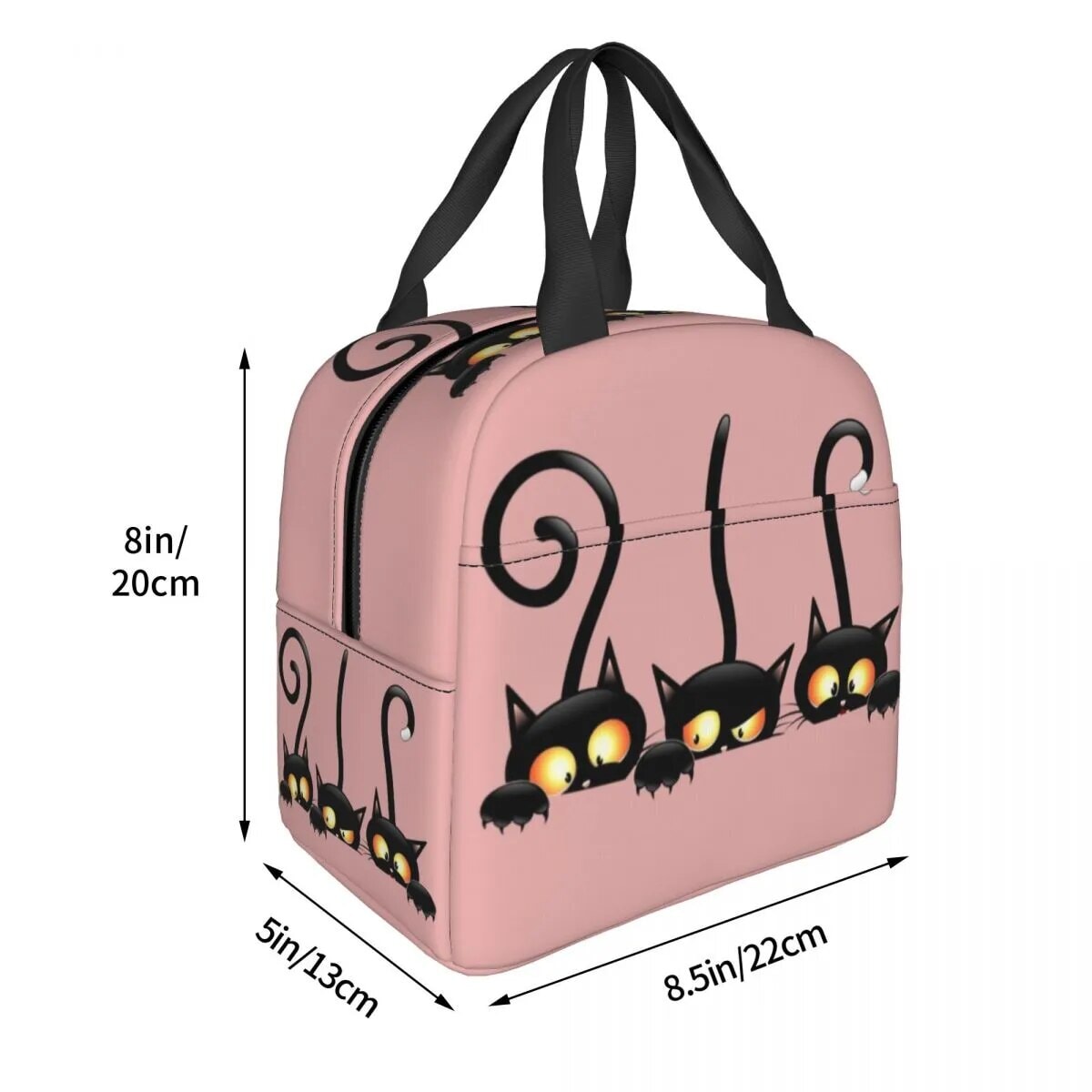 Cat Illustration Halloween Themed Lunch Bags-Enchanted peach