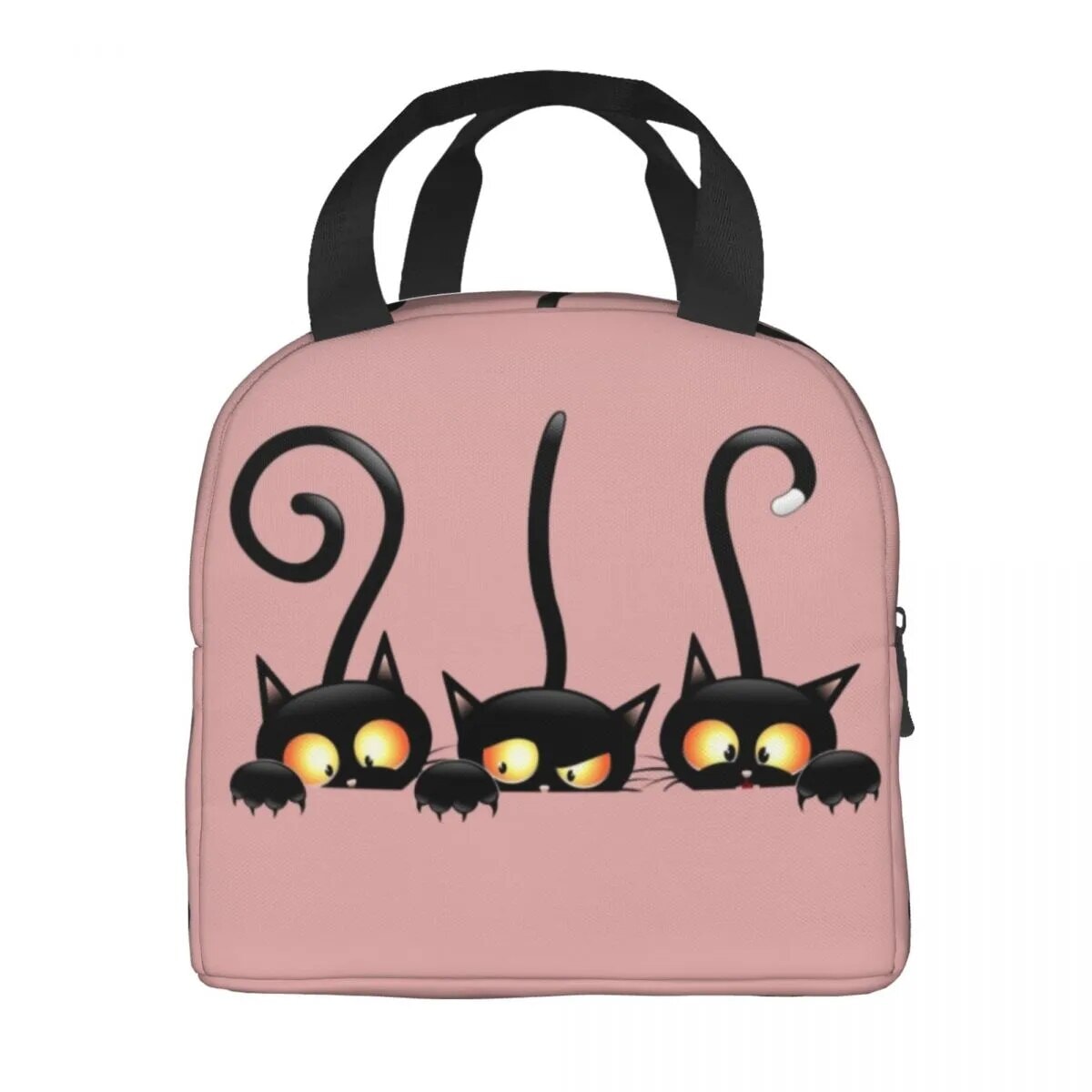 Cat Illustration Halloween Themed Lunch Bags-Enchanted peach