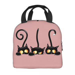 Cat Illustration Halloween Themed Lunch Bags-Enchanted peach