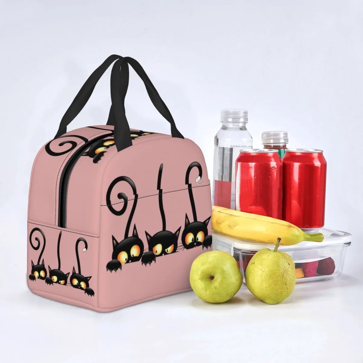 Cat Illustration Halloween Themed Lunch Bags-Enchanted peach