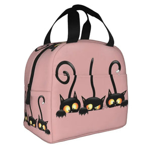 Cat Illustration Halloween Themed Lunch Bags-Enchanted peach