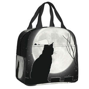 Cat Illustration Halloween Themed Lunch Bags-Enchanted peach