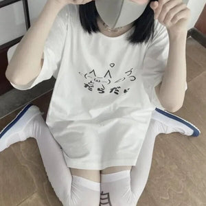 Cat Symbol Japanese Text White Women's Tee-Enchanted peach