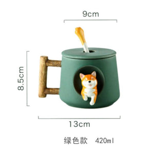 Ceramic Kawaii Shiba Mugs-Enchanted peach