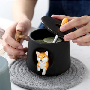 Ceramic Kawaii Shiba Mugs-Enchanted peach