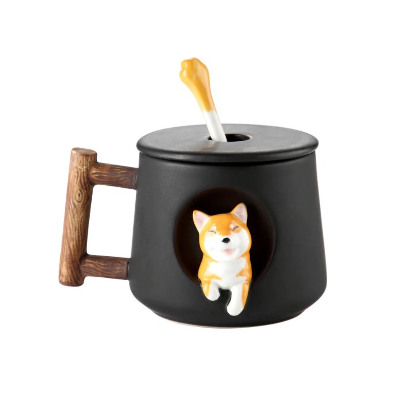 Ceramic Kawaii Shiba Mugs-Enchanted peach