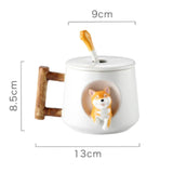 Ceramic Kawaii Shiba Mugs-Enchanted peach