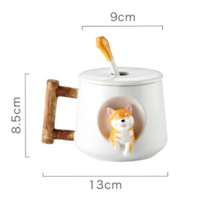 Ceramic Kawaii Shiba Mugs-Enchanted peach