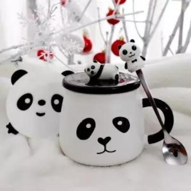 Ceramic Panda Mugs-Enchanted peach