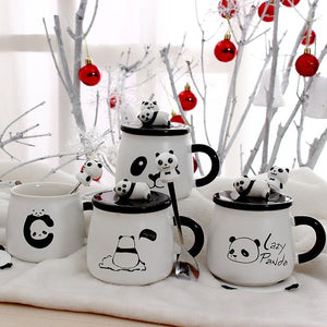 Ceramic Panda Mugs-Enchanted peach