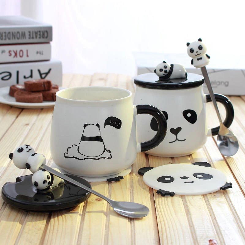 Ceramic Panda Mugs-Enchanted peach