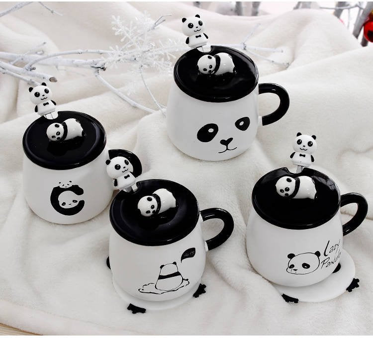 Ceramic Panda Mugs-Enchanted peach