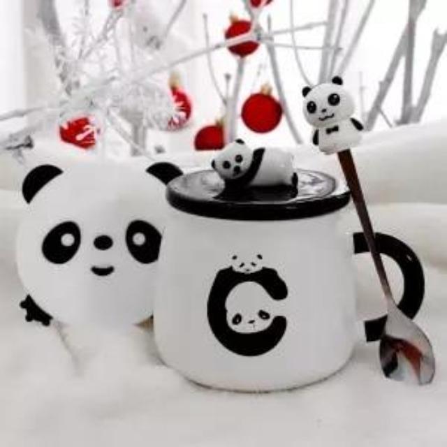 Ceramic Panda Mugs-Enchanted peach