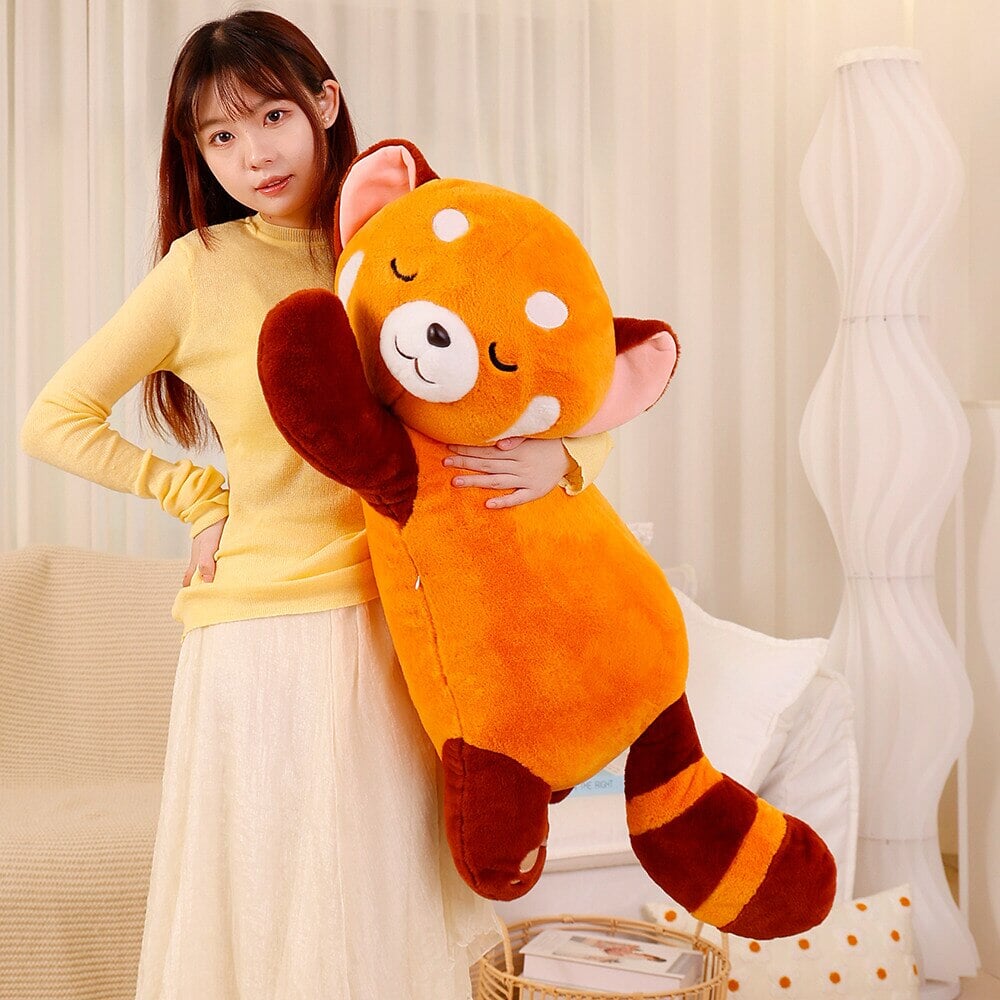 Chai the Sleeping Red Panda Plushie-Enchanted peach