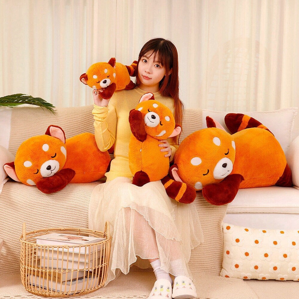 Chai the Sleeping Red Panda Plushie-Enchanted peach