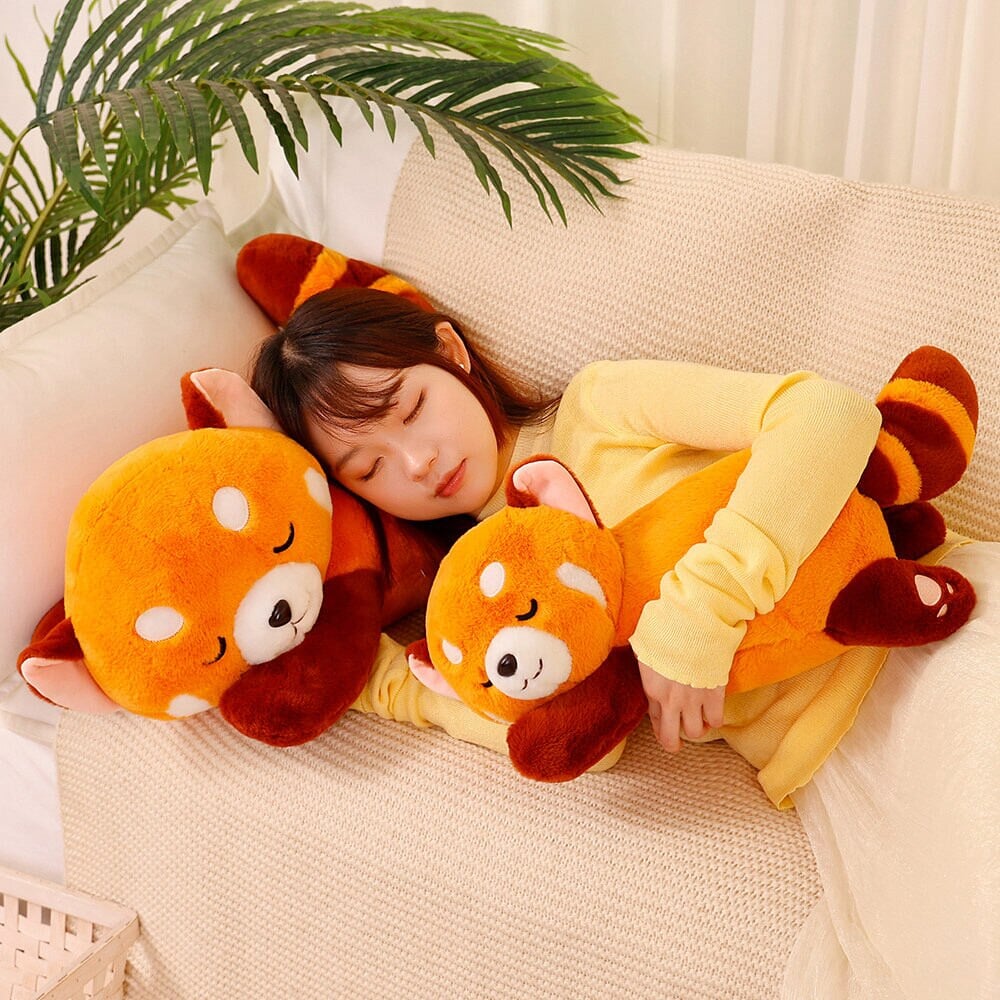 Chai the Sleeping Red Panda Plushie-Enchanted peach