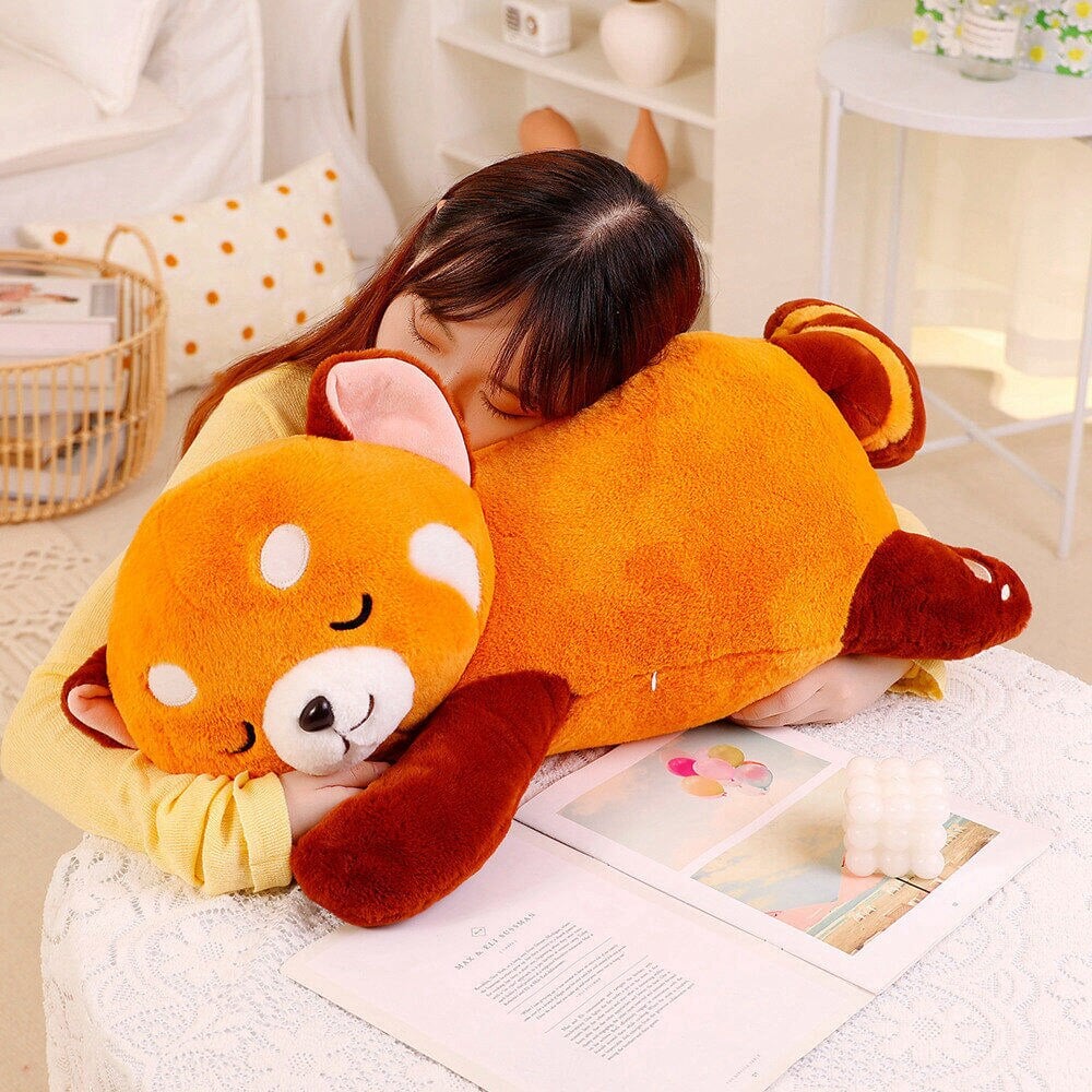 Chai the Sleeping Red Panda Plushie-Enchanted peach