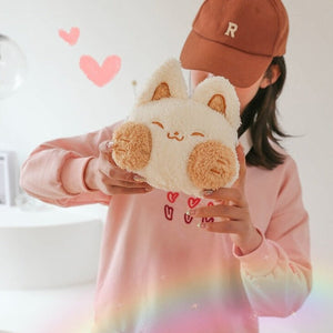 Cheeky Fox Plush Bag-Enchanted peach