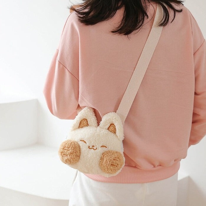 Cheeky Fox Plush Bag-Enchanted peach