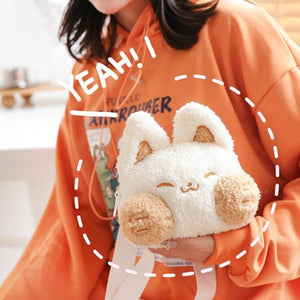 Cheeky Fox Plush Bag-Enchanted peach