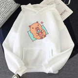 Chilling Capybara with Bubble Tea Unisex Hoodie-Enchanted peach