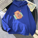 Chilling Capybara with Bubble Tea Unisex Hoodie-Enchanted peach