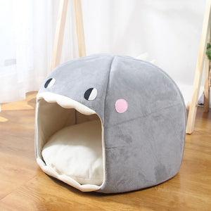 Chonky Kawaii Dinosaur Cave Cat Dog Bed-Enchanted peach