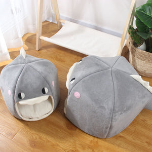 Chonky Kawaii Dinosaur Cave Cat Dog Bed-Enchanted peach