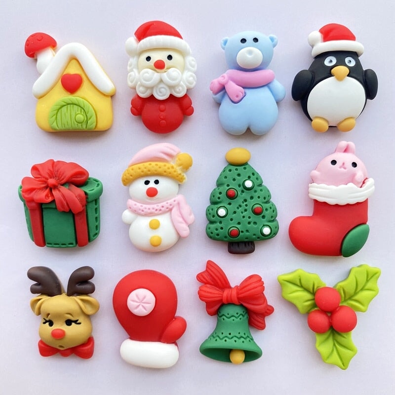 Christmas 12 Piece DIY Resin Decoration Accessories-Enchanted peach