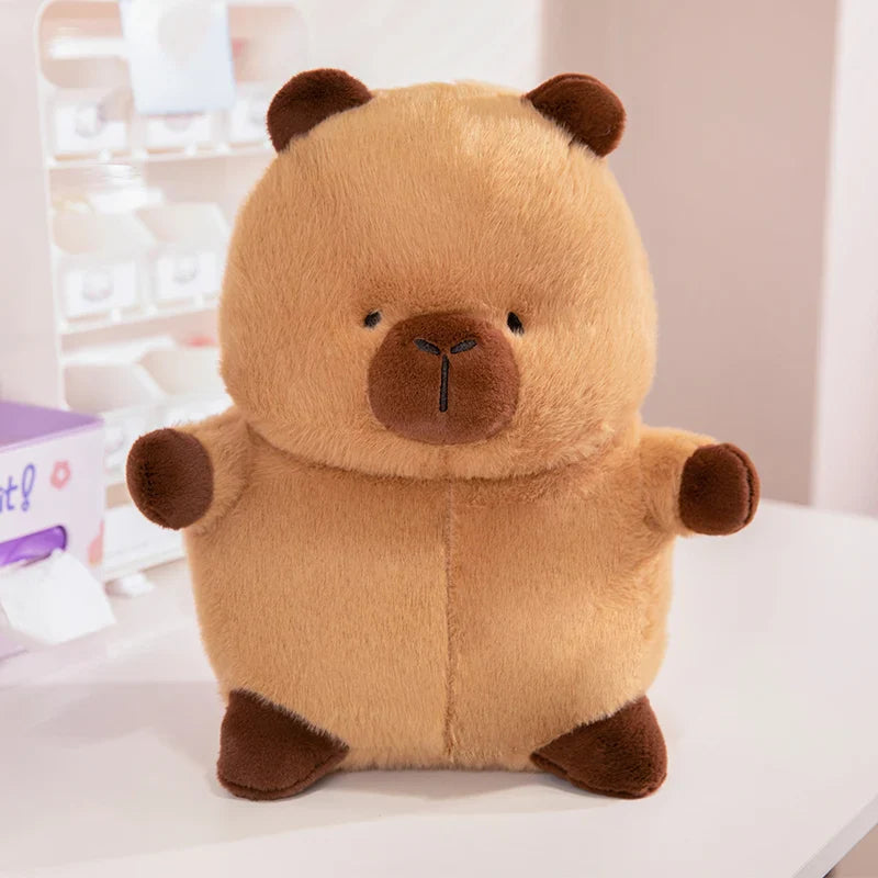 Chubby Capybara Plushie With Hat-Enchanted peach