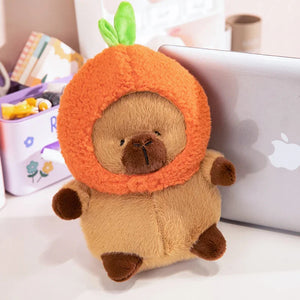 Chubby Capybara Plushie With Hat-Enchanted peach