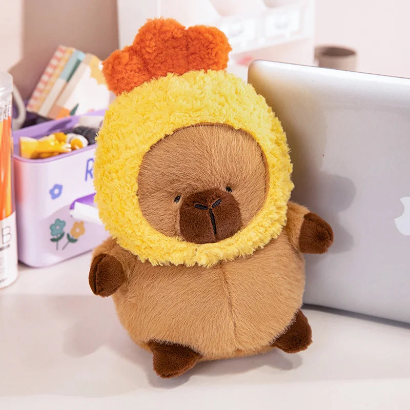 Chubby Capybara Plushie With Hat-Enchanted peach