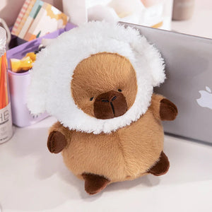 Chubby Capybara Plushie With Hat-Enchanted peach