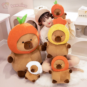 Chubby Capybara Plushie With Hat-Enchanted peach