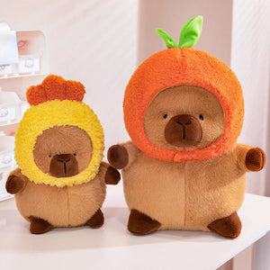 Chubby Capybara Plushie With Hat-Enchanted peach